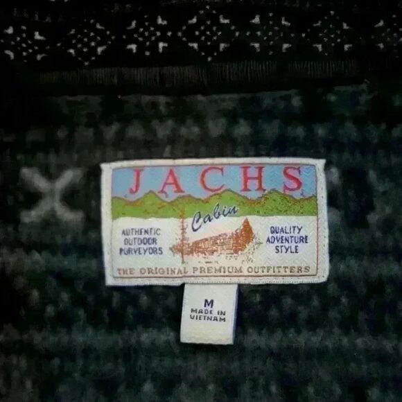 Jachs Cabin New York Fair Isle Black Fleece Pullover Size Medium - Picture 4 of 9